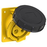 Pin and Sleeve Receptacle Outlet Devices 888-42324-N IEC 60309 Panel Mount Receptacle Angled Type, IP67 Rated, 30 Amp 120 Volt, 4H, IEC 309 International Pin and Sleeve Devices 